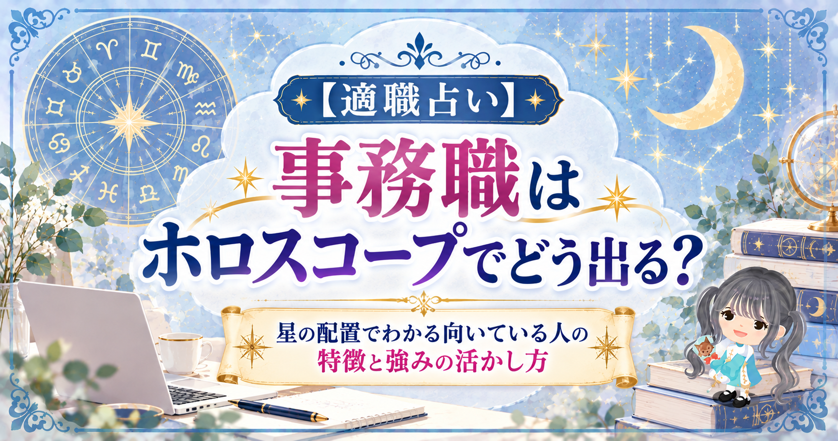 【適職占い】事務職はホロスコープでどう出る?星の配置でわかる向いている人の特徴と強みの活かし方